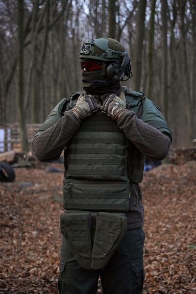 Потрійний захист паху/напашник Kiborg з балістичним захистом 2 клас Militex Хакі 17022-2-К фото